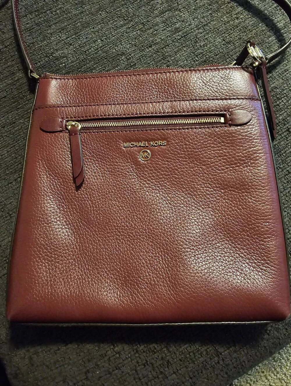 Michael Kors Dark Berry Pebbled Leather Crossbody Bag with Gold Hardware - Picture 5 of 5